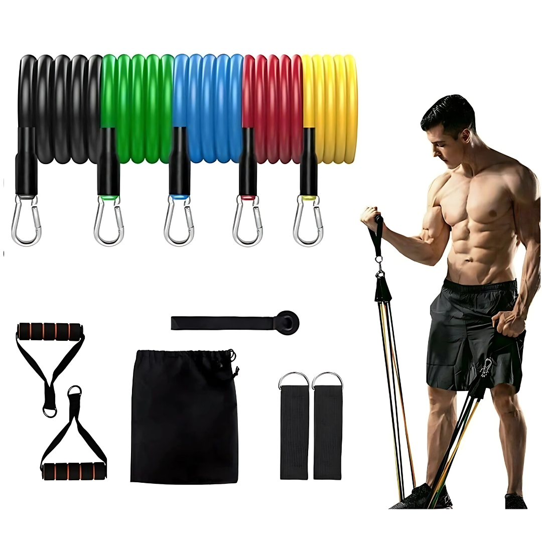 11PC Resistance Bands Set with Adjustable Tension for Full-Body Workouts 1