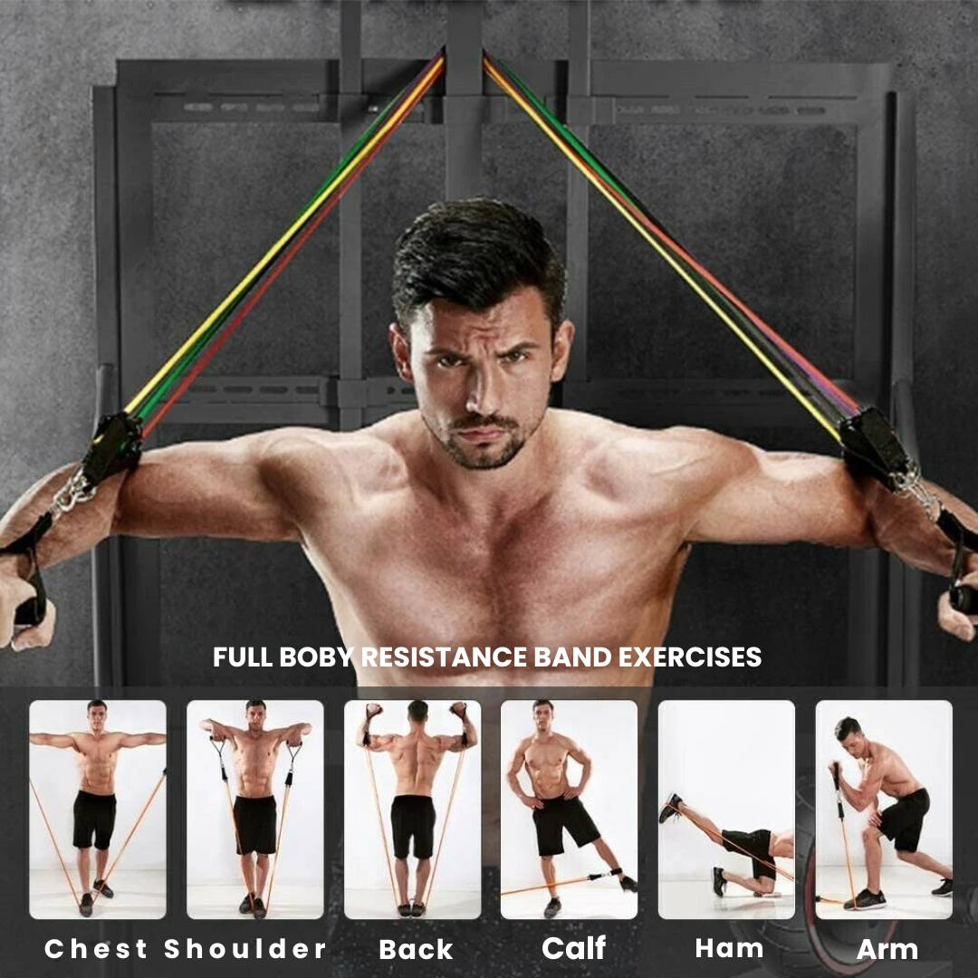 11PC Resistance Bands Set with Adjustable Tension for Full-Body Workouts 4