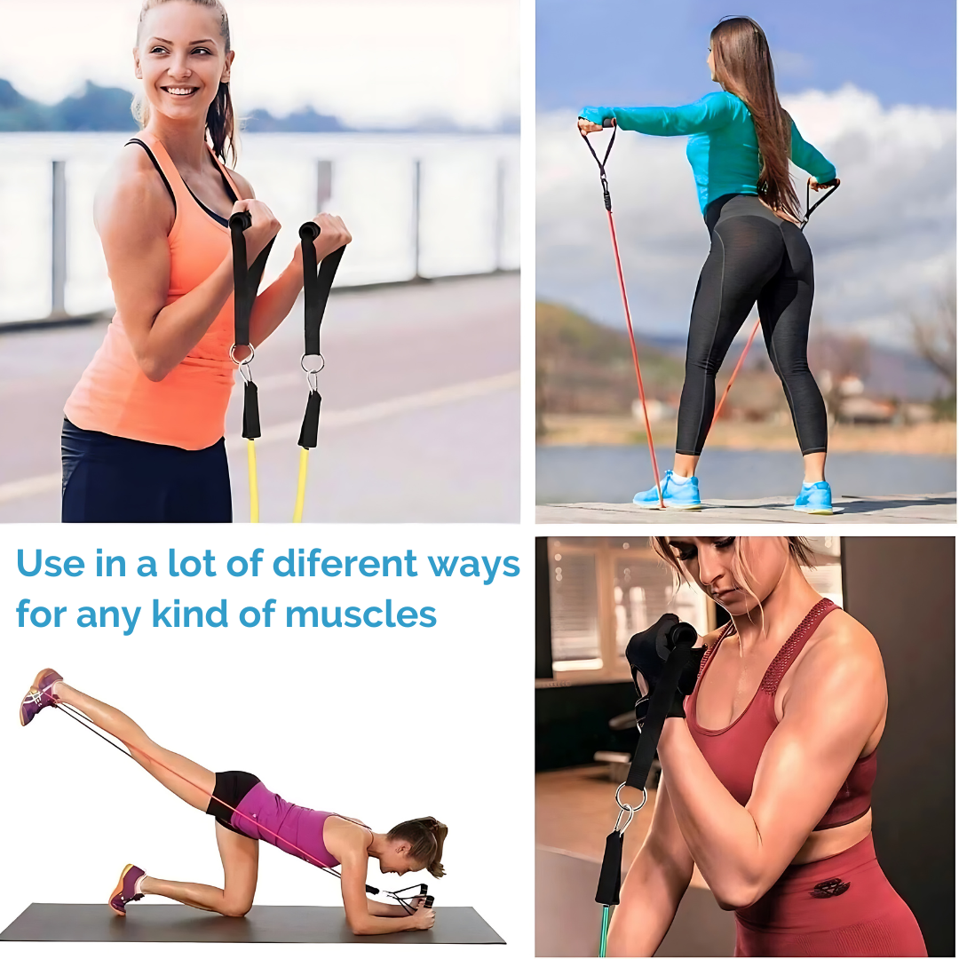 11PC Resistance Bands Set with Adjustable Tension for Full-Body Workouts 6