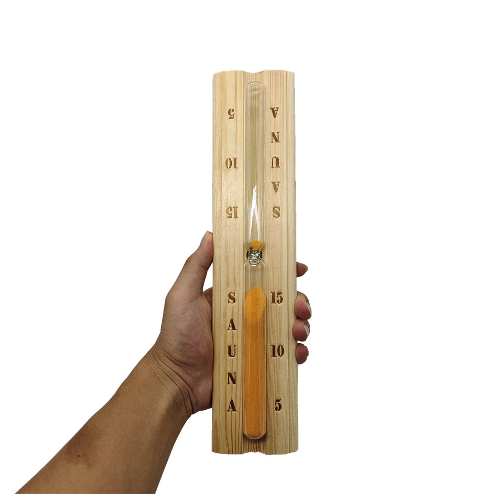 15-Minute Hourglass Sand Timer – Wooden Sauna Timer for Session Tracking
