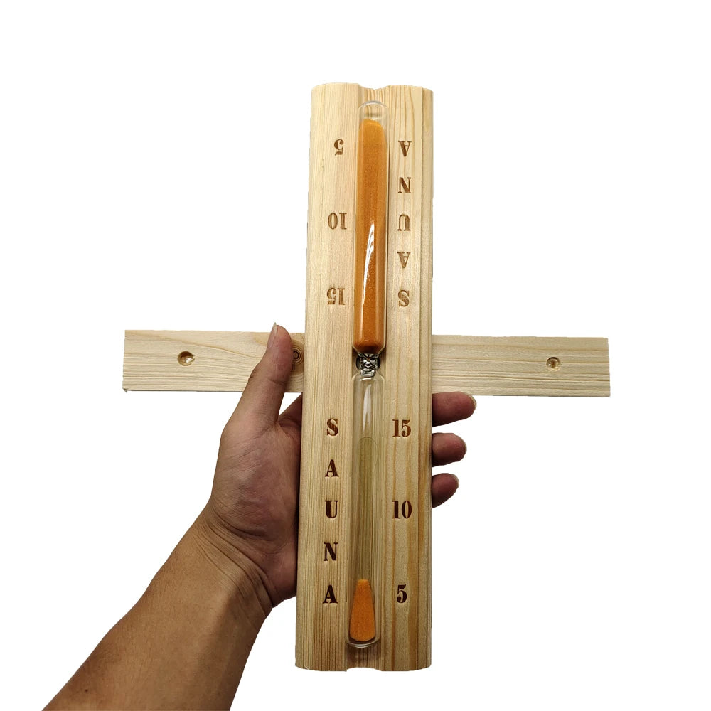 15-Minute Hourglass Sand Timer – Wooden Sauna Timer for Session Tracking