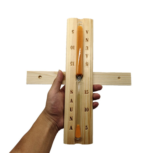 15-Minute Hourglass Sand Timer – Wooden Sauna Timer for Session Tracking