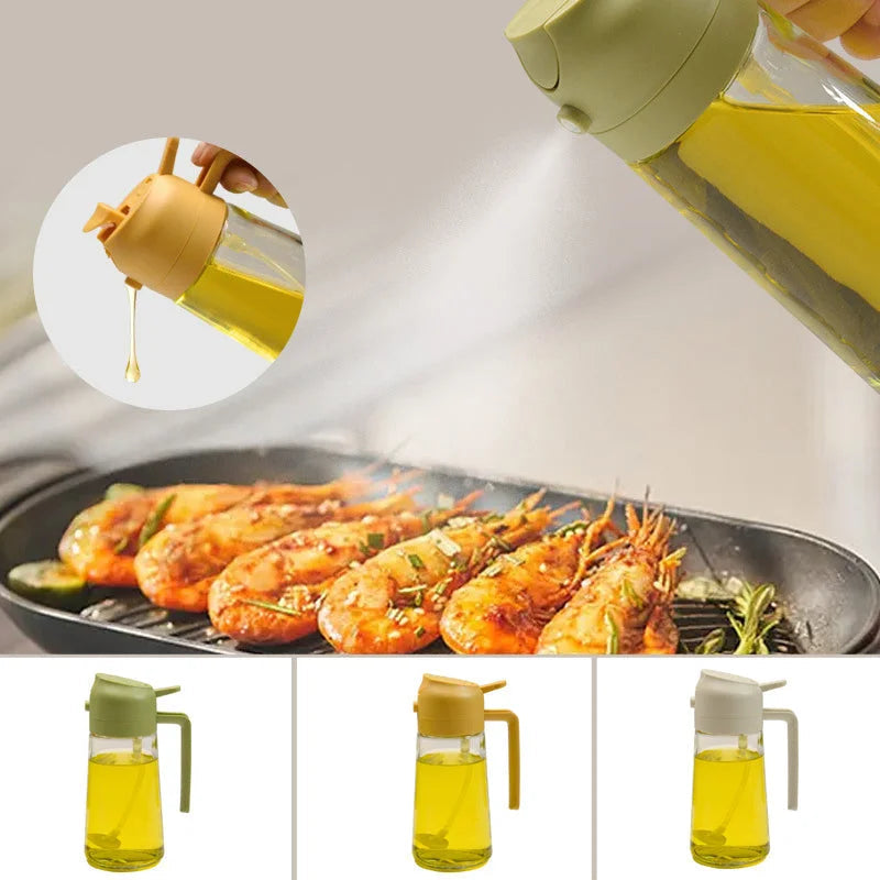 2-in-1 Glass Oil Sprayer and Dispenser – BPA-Free Kitchen Tool for Oil, Vinegar, and More 2