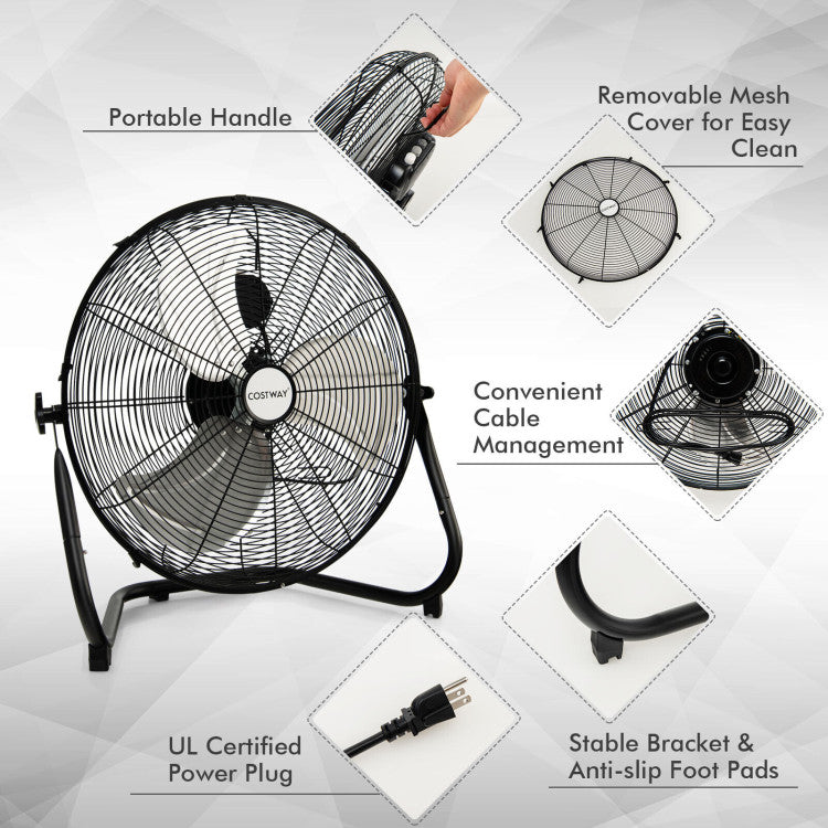 20-Inch High-Speed Floor Fan with Adjustable Tilt and 3 Speed Modes – Durable Metal Construction for Efficient Air Circulation 4