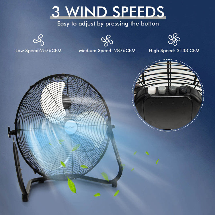20-Inch High-Speed Floor Fan with Adjustable Tilt and 3 Speed Modes – Durable Metal Construction for Efficient Air Circulation 5