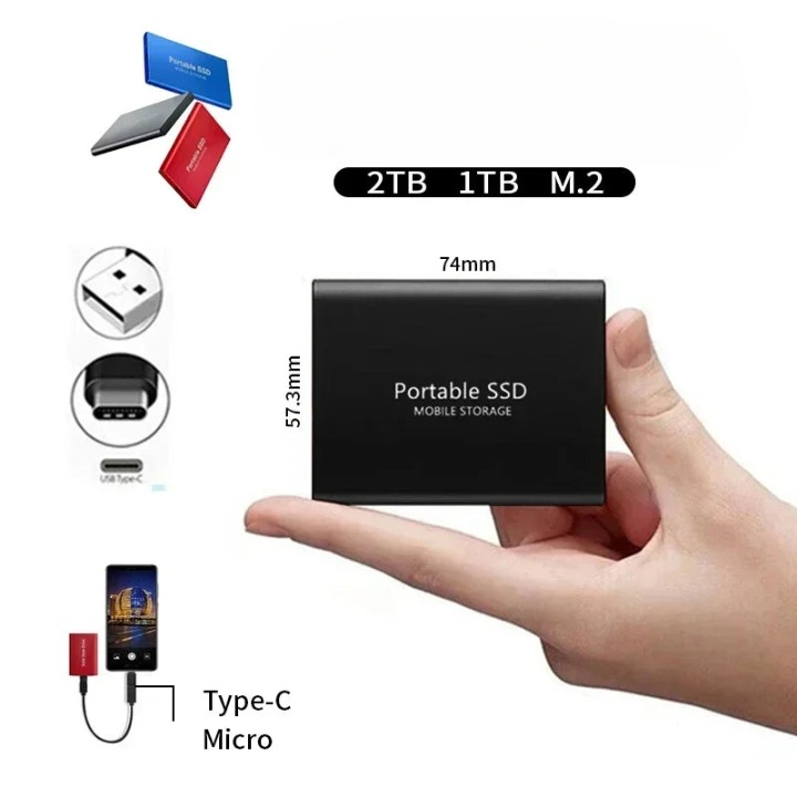 2TB Portable SSD External Hard Drive - High-Speed Compact Storage with USB-C, Shock-Resistant Design for Windows and Mac 3