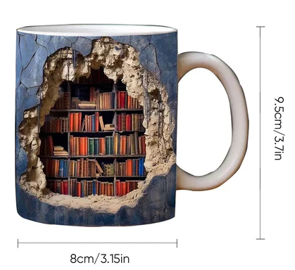 3D Bookshelf Mug – Unique Ceramic Coffee Mug for Book Lovers 4