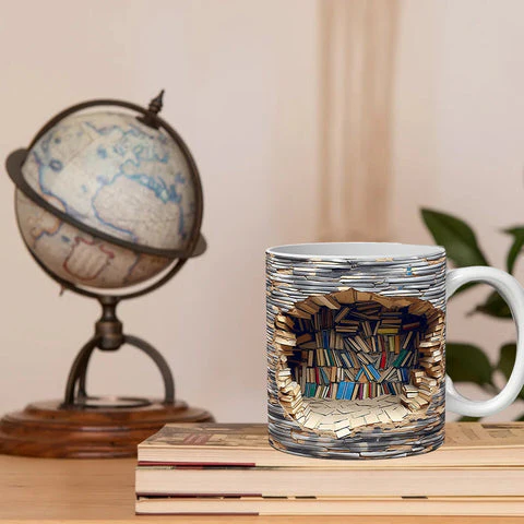 3D Bookshelf Mug – Unique Ceramic Coffee Mug for Book Lovers 5