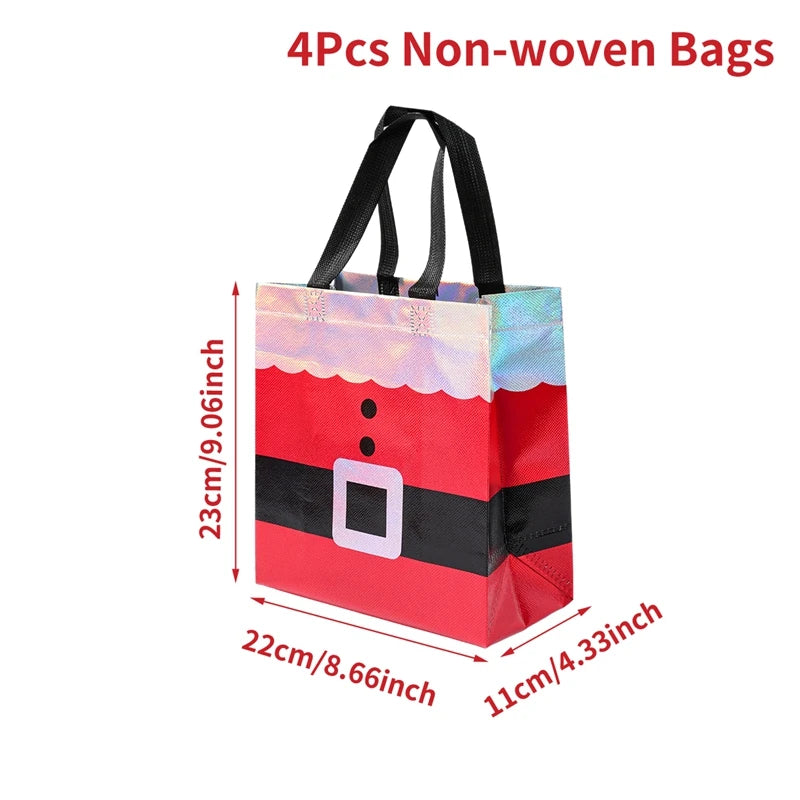 4-Pack Christmas Gift Bags for Kids - Santa Claus Design, Durable Paper, Perfect for Holiday Parties 11