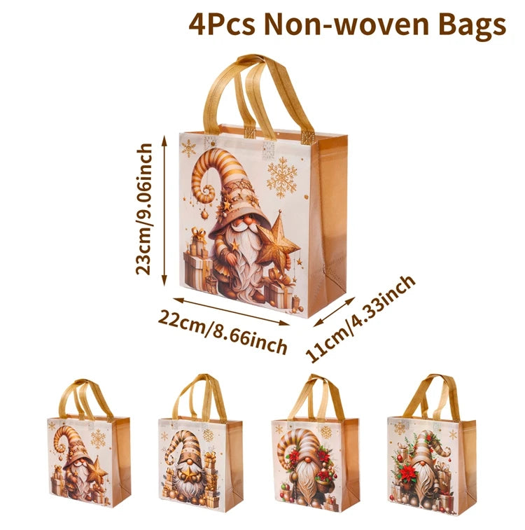 4-Pack Christmas Gift Bags for Kids - Santa Claus Design, Durable Paper, Perfect for Holiday Parties 14
