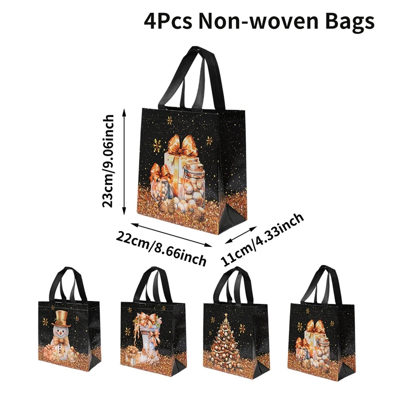 4-Pack Christmas Gift Bags for Kids - Santa Claus Design, Durable Paper, Perfect for Holiday Parties 15
