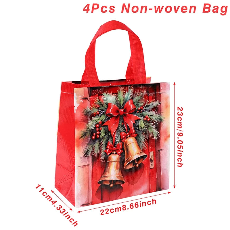 4-Pack Christmas Gift Bags for Kids - Santa Claus Design, Durable Paper, Perfect for Holiday Parties 18