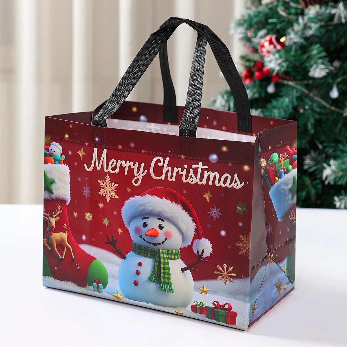 4-Pack Christmas Gift Bags for Kids - Santa Claus Design, Durable Paper, Perfect for Holiday Parties 2