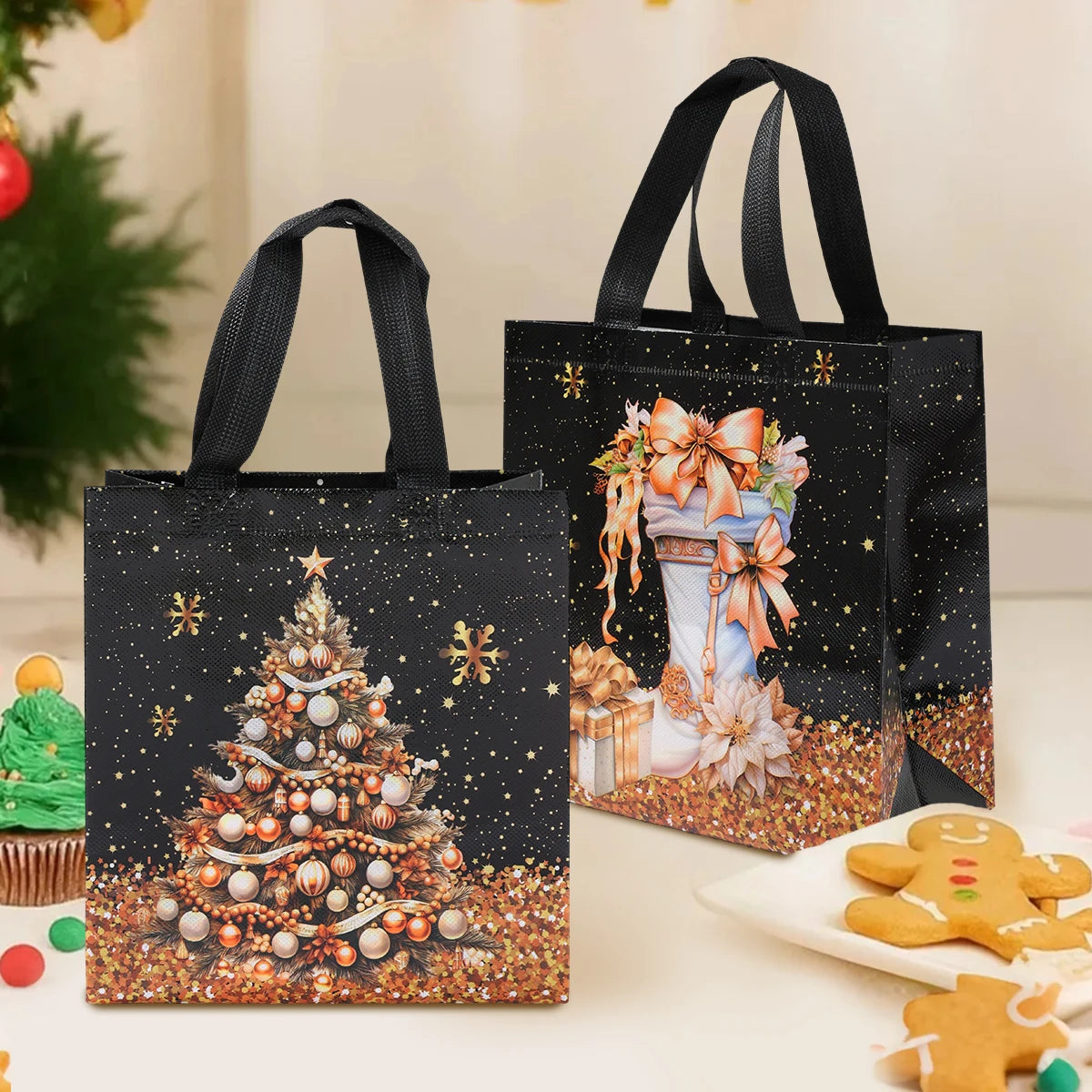 4-Pack Christmas Gift Bags for Kids - Santa Claus Design, Durable Paper, Perfect for Holiday Parties 4