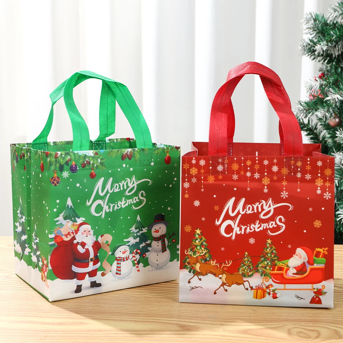 4-Pack Christmas Gift Bags for Kids - Santa Claus Design, Durable Paper, Perfect for Holiday Parties 5