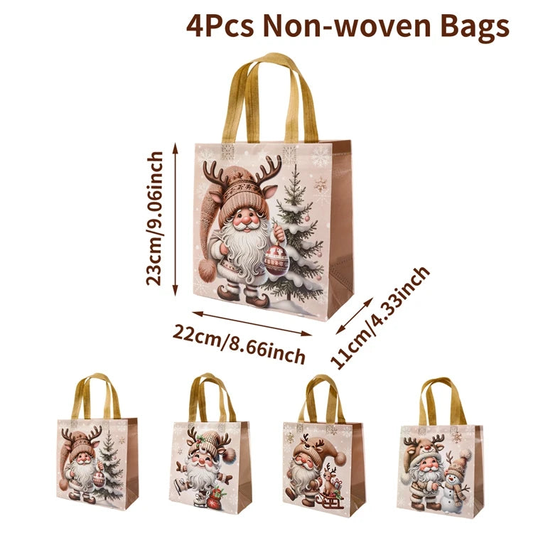 4-Pack Christmas Gift Bags for Kids - Santa Claus Design, Durable Paper, Perfect for Holiday Parties 7