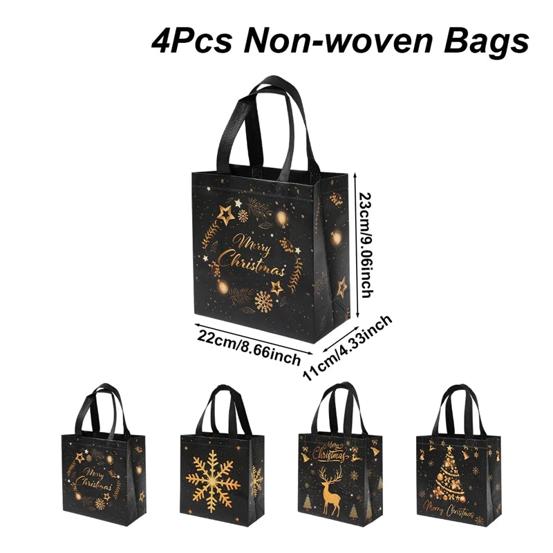 4-Pack Christmas Gift Bags for Kids - Santa Claus Design, Durable Paper, Perfect for Holiday Parties 9