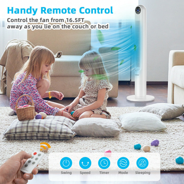 42-Inch Oscillating Tower Fan with Remote Control and LED Display – Slim Bladeless Design for Quiet Air Circulation 3