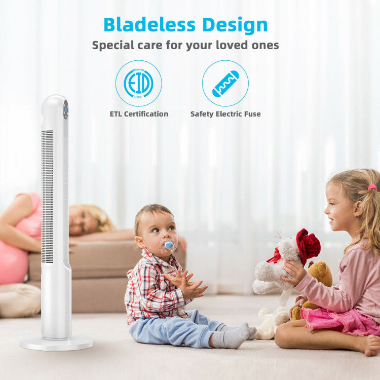 42-Inch Oscillating Tower Fan with Remote Control and LED Display – Slim Bladeless Design for Quiet Air Circulation 7