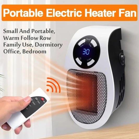 500W Portable Electric Space Heater with Remote Control, Adjustable Thermostat, and Overheat Protection – Energy Efficient for Home Use