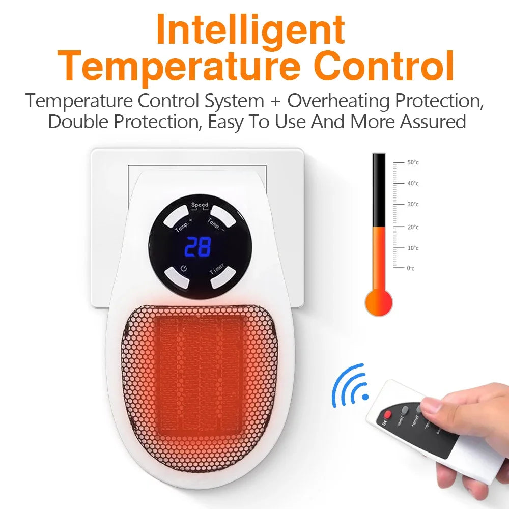 500W Portable Electric Space Heater with Remote Control, Adjustable Thermostat, and Overheat Protection – Energy Efficient for Home Use