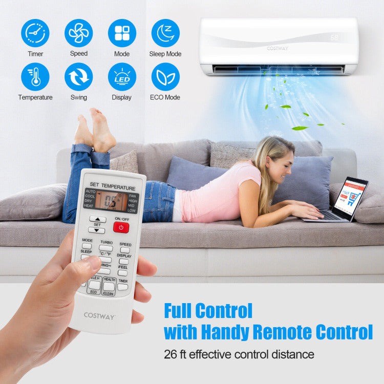 9000 BTU Ductless Mini Split AC and Heater Combo – 17 SEER2 Energy Efficient Unit for Compact Spaces 5
