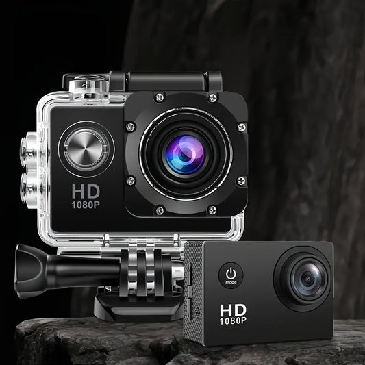 Action Camera with HD 1080P Video and 140° Wide-Angle Lens for Outdoor Adventures 0