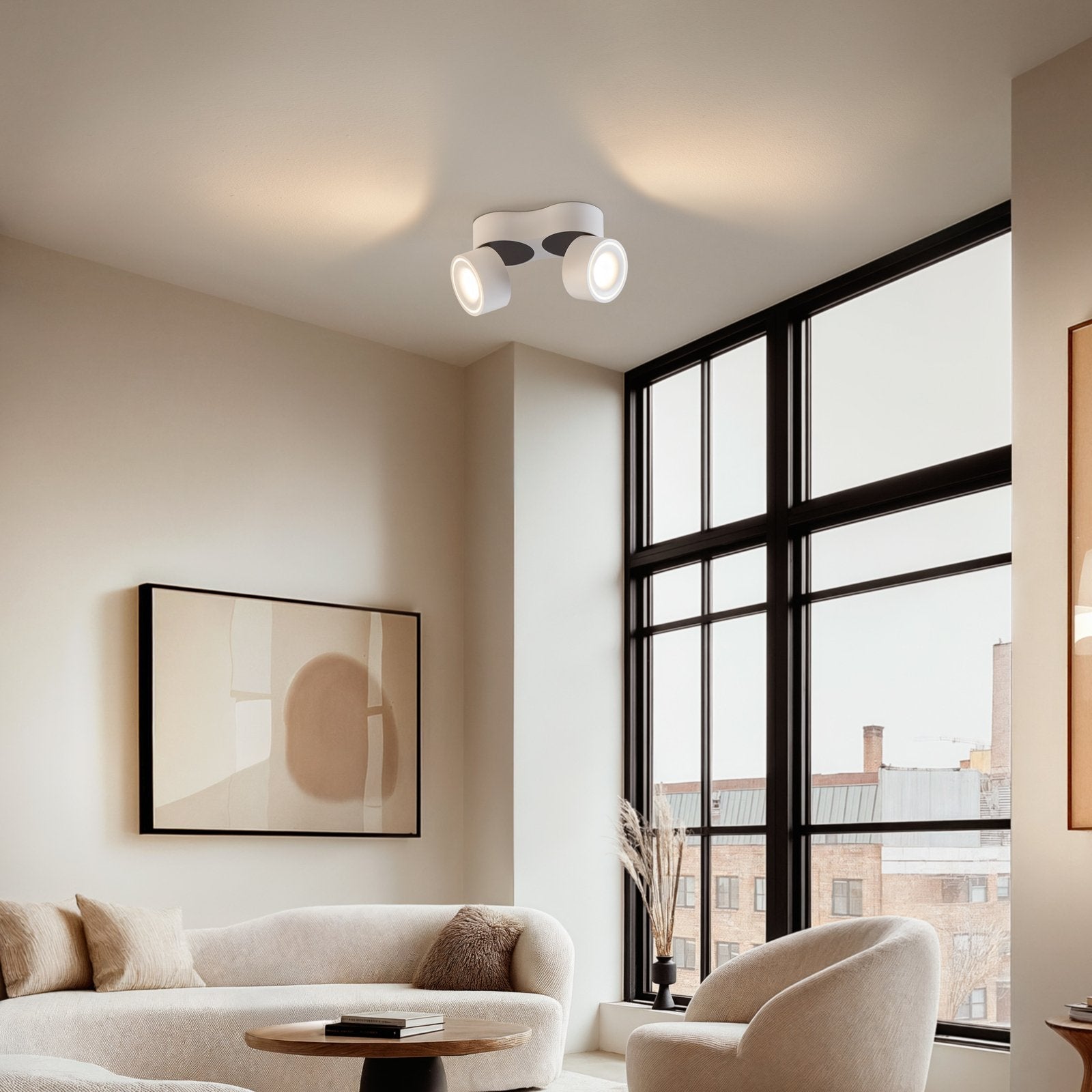 Adjustable Dual Spotlight Ceiling Light Fixture with Warm White LED – Modern Aluminum Design 2