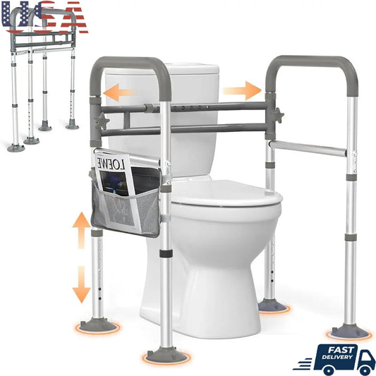 Adjustable Toilet Safety Rails for Seniors – Sturdy Support Frame with Tool-Free Installation, Lightweight Aluminum Design 0