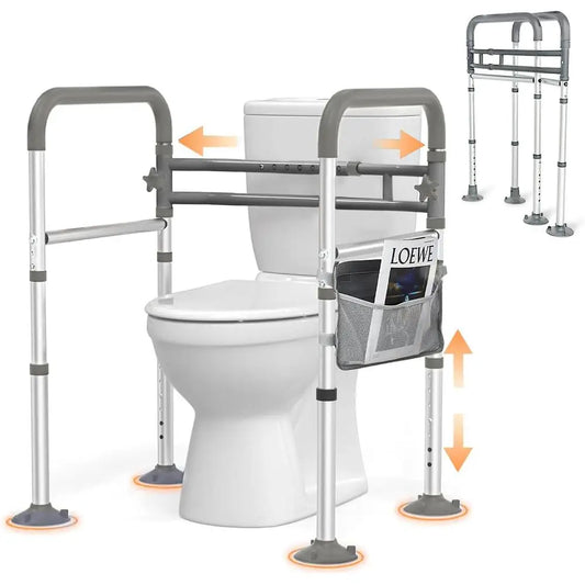 Adjustable Toilet Safety Rails for Seniors – Sturdy Support Frame with Tool-Free Installation, Lightweight Aluminum Design 1