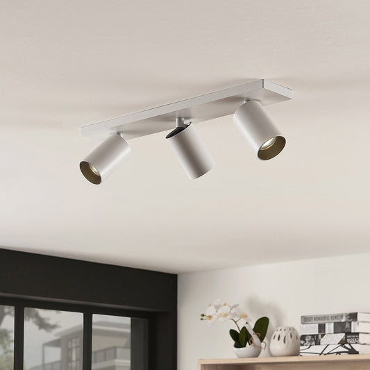 Adjustable White Aluminum Ceiling Spotlight Fixture with Three Rotating Lights 1
