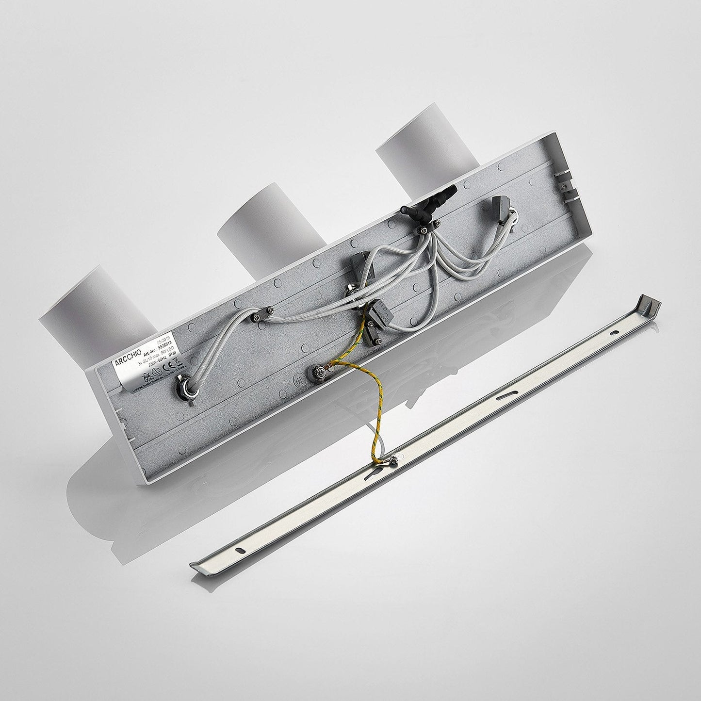 Adjustable White Aluminum Ceiling Spotlight Fixture with Three Rotating Lights 7
