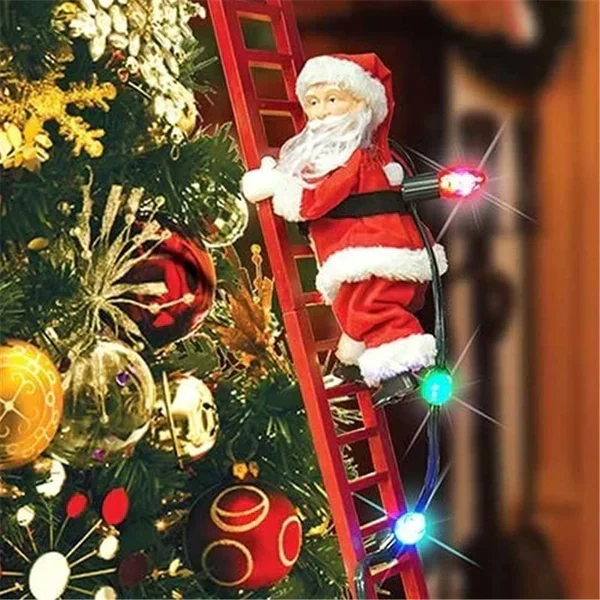 Animated Climbing Santa Christmas Decoration with LED Lights – Unique Christmas Tree Ornament 0