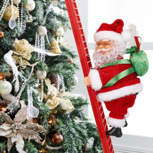 Animated Climbing Santa Christmas Decoration with LED Lights – Unique Christmas Tree Ornament 2