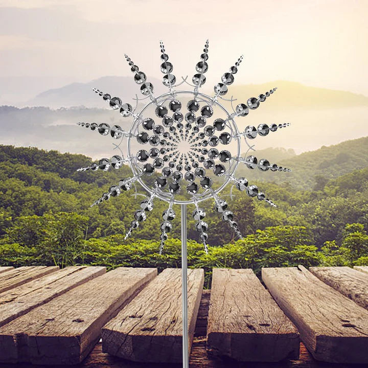Anti-Rust Kinetic Metal Wind Spinner for Garden Decoration – Unique Design with 18 Rotating Wings 2
