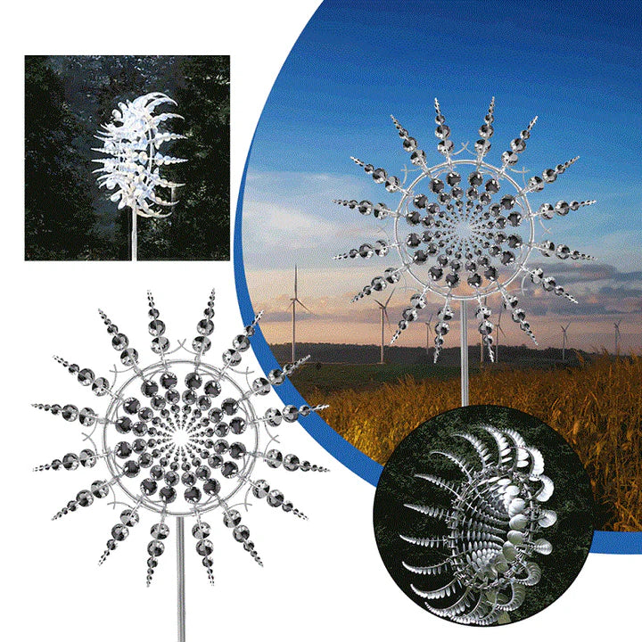 Anti-Rust Kinetic Metal Wind Spinner for Garden Decoration – Unique Design with 18 Rotating Wings 3