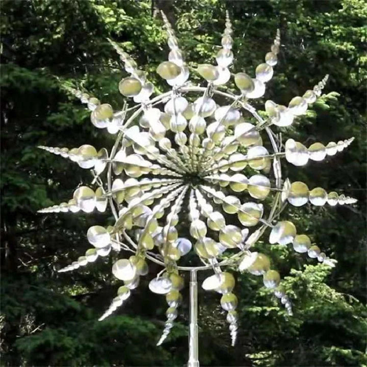 Anti-Rust Kinetic Metal Wind Spinner for Garden Decoration – Unique Design with 18 Rotating Wings 4