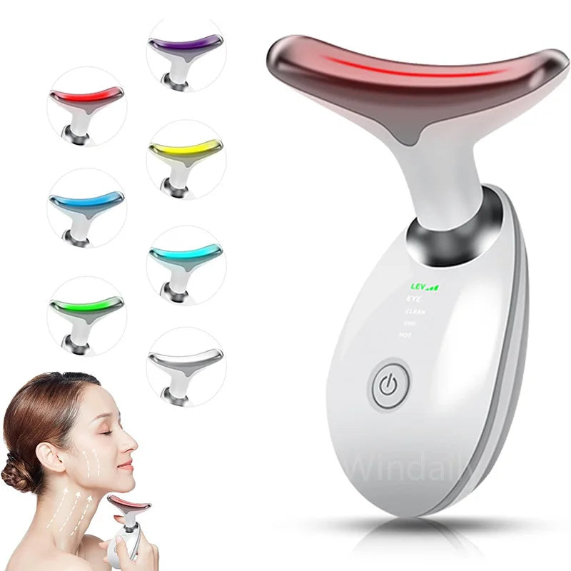 7-Color LED Facial and Neck Massager – Skin Firming and Lifting Device