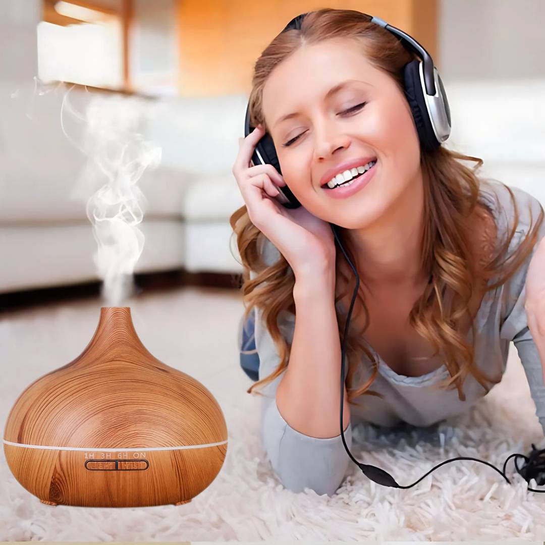 Aroma Diffuser and Humidifier with Wood Grain Finish – 300ml Essential Oil Diffuser for Home Fragrance and Aromatherapy 1