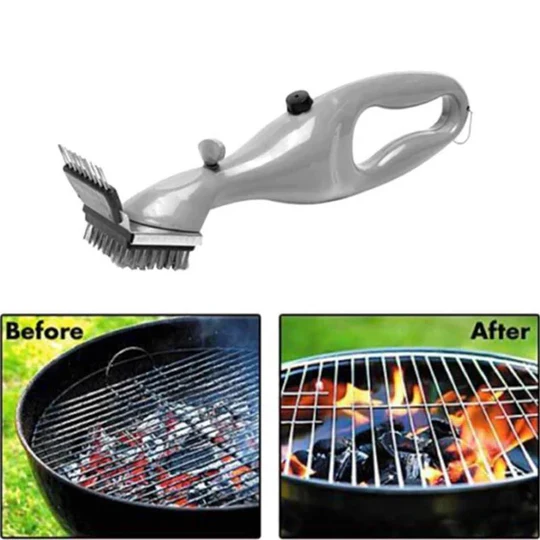 BBQ Steam Cleaning Brush - Ergonomic Design, Safe Grill Cleaner Brush with Replaceable Brushes and Dishwasher Safe Features 1