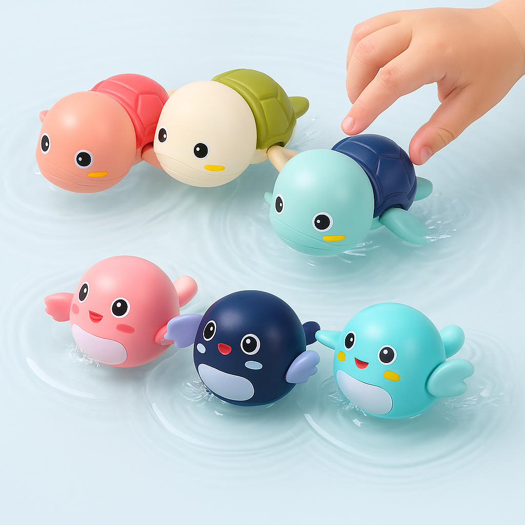 Baby Bath Toys - Floating Wind-Up Animal Set for Fun and Learning 1