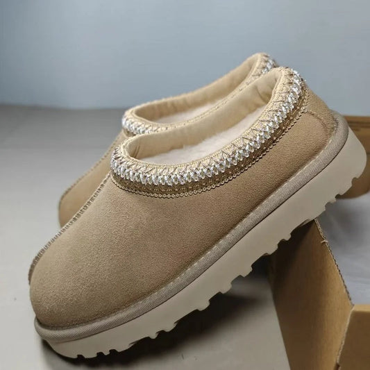 Beige Ankle Booties for Women with Soft Fur Lining – Ultra Mini Platform Winter Boots 0
