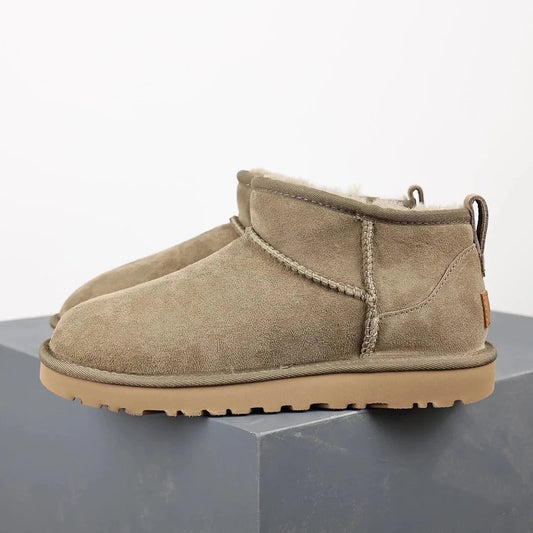 Beige Ankle Boots for Women with Cozy Fur Lining – Stylish Winter Platform Booties 0