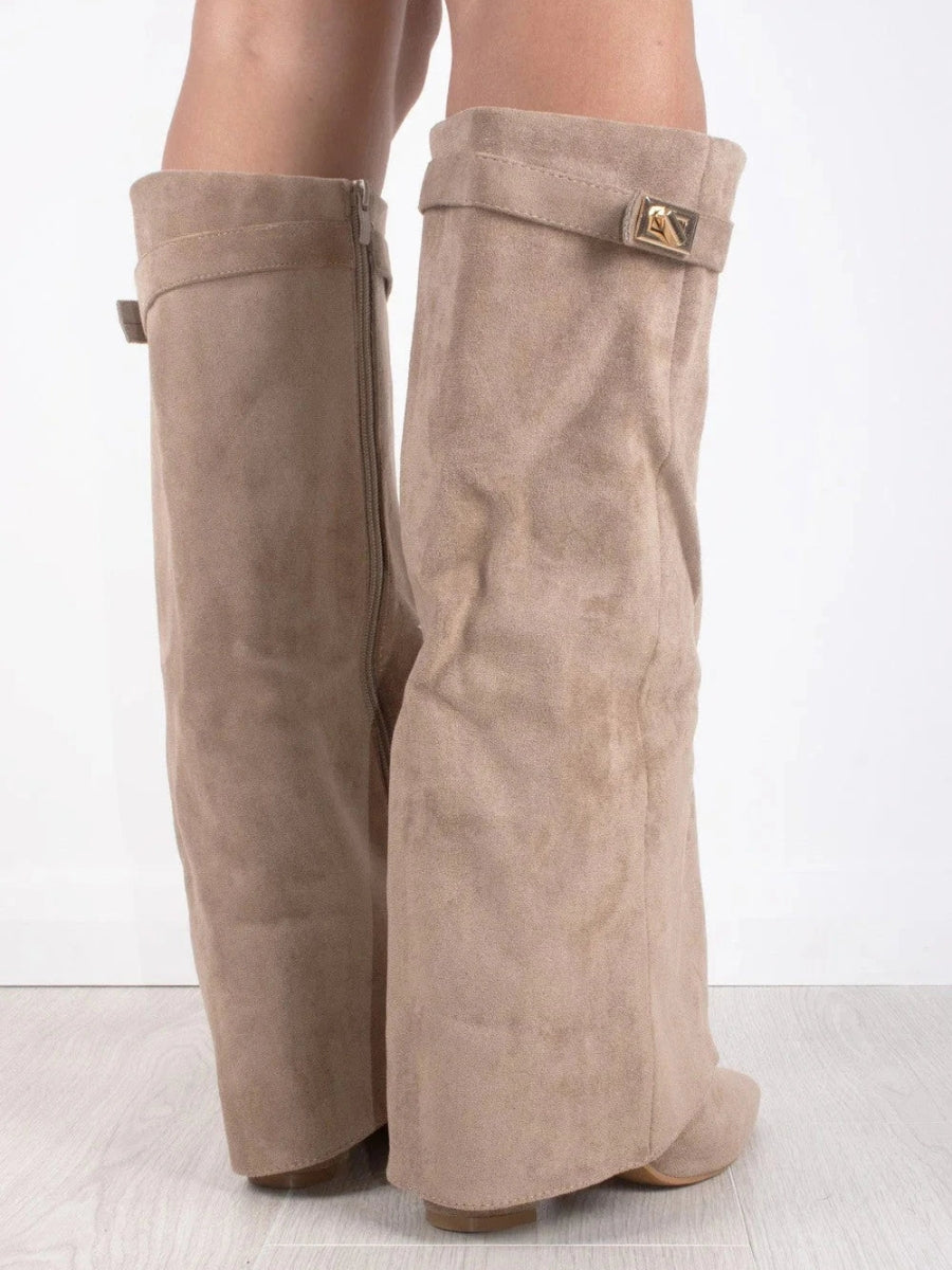 Black Knee High Boots for Women – Stylish Pointed Toe Design with Block Heel and Wide Calf Fit 8