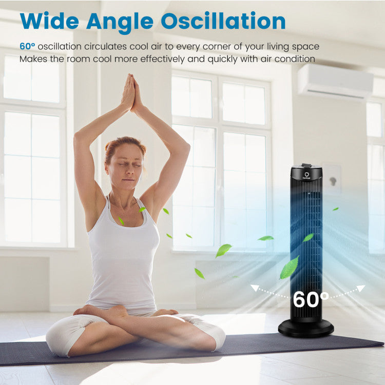 Bladeless Tower Fan – 28-Inch Ultra-Quiet Design with Oscillation and 3-Speed Settings 6