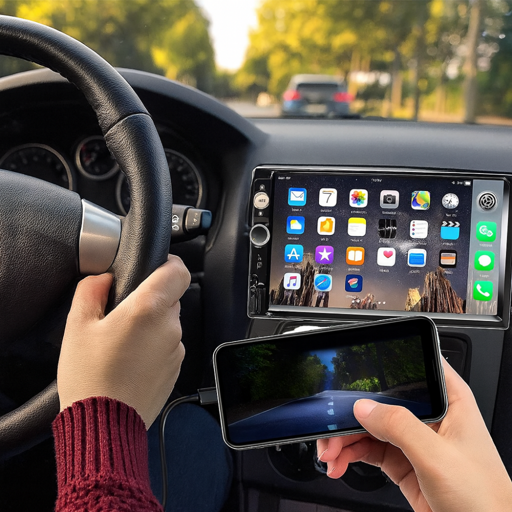 Bluetooth Car Stereo with 7-Inch Touchscreen, Rear Camera Integration, and Hands-Free Calling 1
