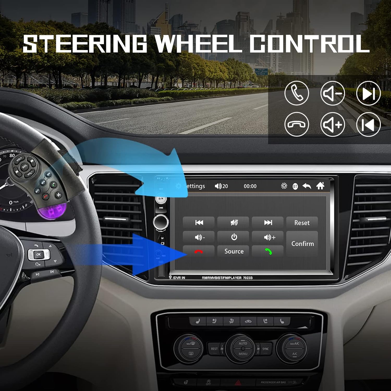 Bluetooth Car Stereo with 7-Inch Touchscreen, Rear Camera Integration, and Hands-Free Calling 3