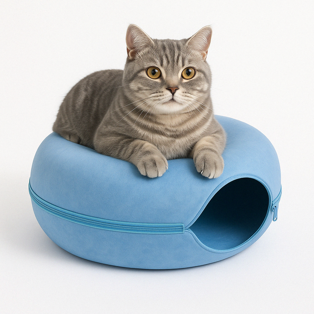 Cat Bed Tunnel Cave for Multiple Cats – Scratch-Resistant Felt Design with Spacious Tunnel and Peephole Opening 3