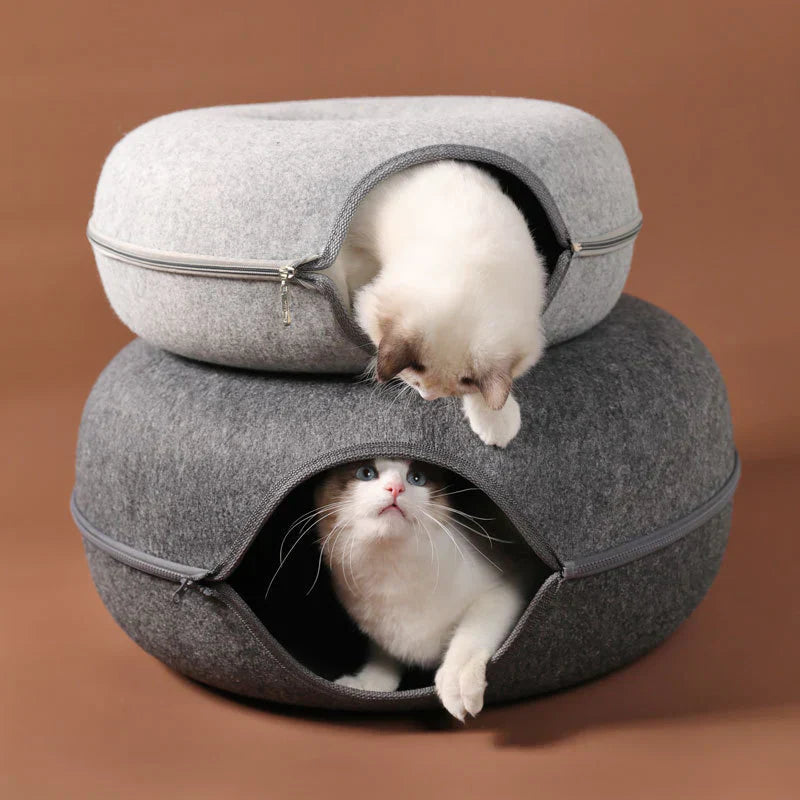Cat Bed Tunnel Cave for Multiple Cats – Scratch-Resistant Felt Design with Spacious Tunnel and Peephole Opening 6