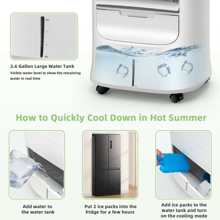 Compact 4-in-1 Portable Evaporative Cooler with Timer and Multi-Speed Modes – Ideal for Personal Use 7